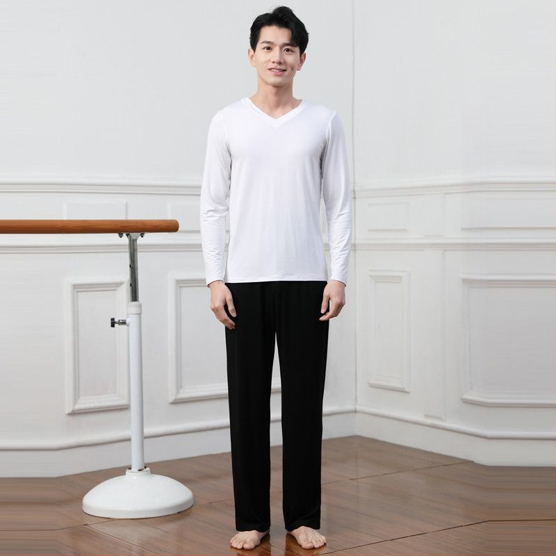 Vyrų šokių komplektas – viršus ir kelnės iš modalinio audinio, vasara, Lotynų ir etniniai šokiai