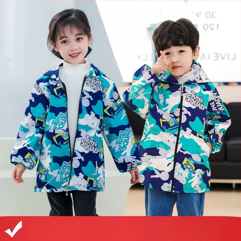 Vaikų vandeniui atspari dažymo smockas su fleece įdėklu iš poliesterio, unisex, atsparus įtrūkimams