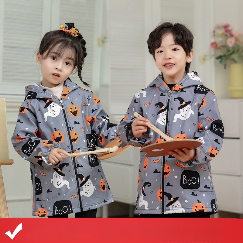 Vaikų vandeniui atspari dažymo smockas su fleece įdėklu iš poliesterio, unisex, atsparus įtrūkimams