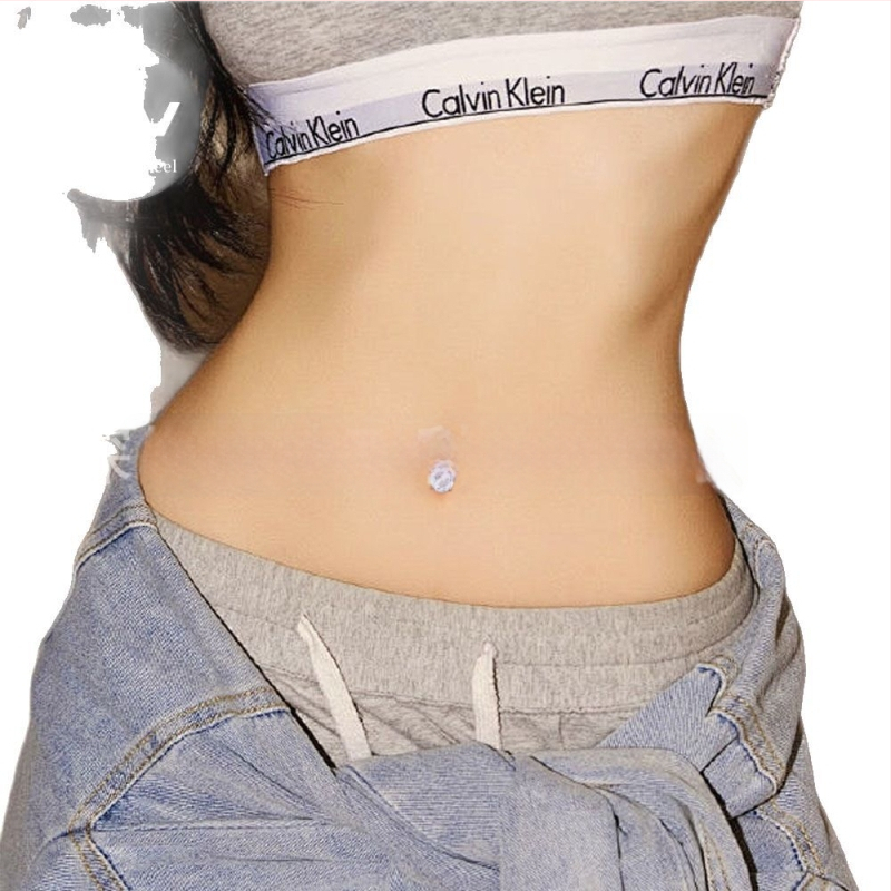 Köldökgyűrű titániumötvözetből, szív alakú, cirkón kövek négyszög, téglalap, háromszög, kör vagy szív formában