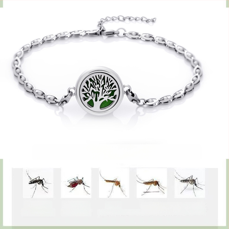 Sakausėjimo apyrankė čiurnai, lapų formos, eterinio aliejaus difuzorius, reguliuojama, uodų repelentas