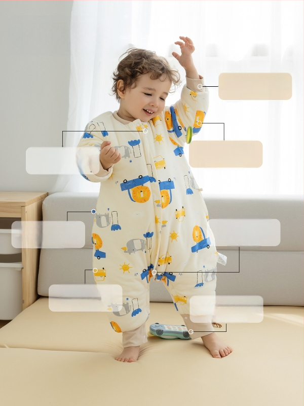 1–3 éves gyermekek számára hálózsák, vastag pamut anyag 95%+, belső rész pamut 95%+, töltet poliészter, levehető ujjak, rajzfilm mintázat, téli, tavaszi és őszi időszakra