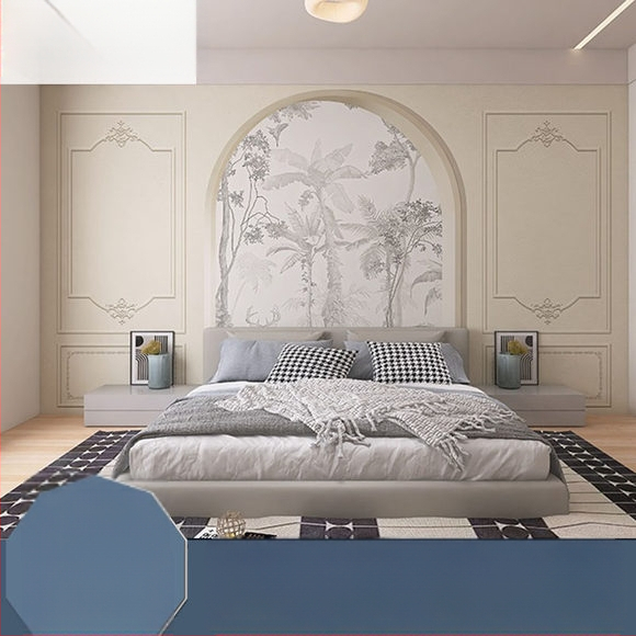 Sienų tapetai: prancūziškos gipso linijos dizainas, šilko medžiaga, dėmių atsparumas