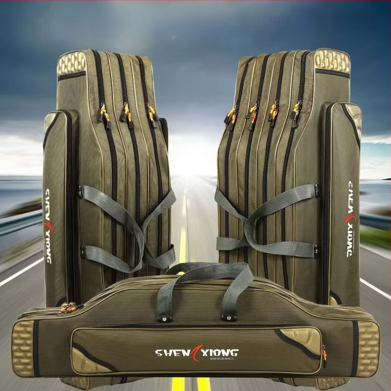 Torba za štapove Shuiyijia – ojačana, vodootporna, trostruka sloj od Oxford platna, pretinci za mamac, najlon, štap i navijač