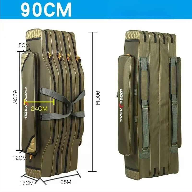 Torba za štapove Shuiyijia – ojačana, vodootporna, trostruka sloj od Oxford platna, pretinci za mamac, najlon, štap i navijač