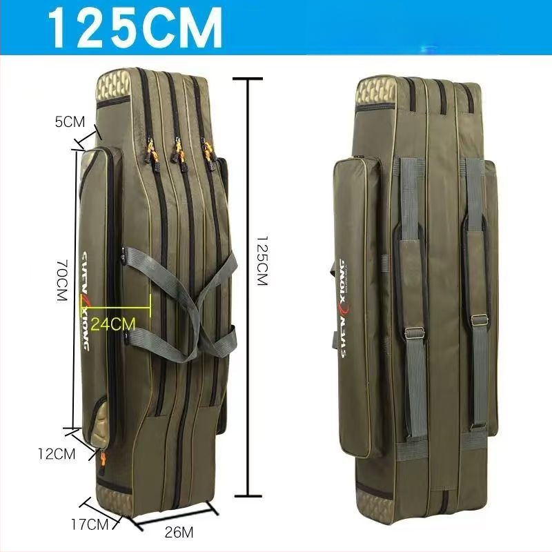Torba za štapove Shuiyijia – ojačana, vodootporna, trostruka sloj od Oxford platna, pretinci za mamac, najlon, štap i navijač