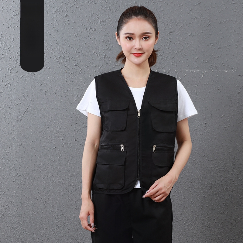 Работен жилет за доброволци с персонализирано лого, джобове с 3D патч, цип отпред, V-образно деколте, полиестер с памучна подплата