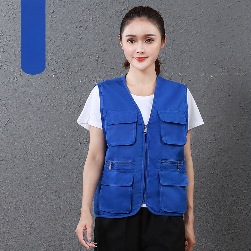 Работен жилет за доброволци с персонализирано лого, джобове с 3D патч, цип отпред, V-образно деколте, полиестер с памучна подплата