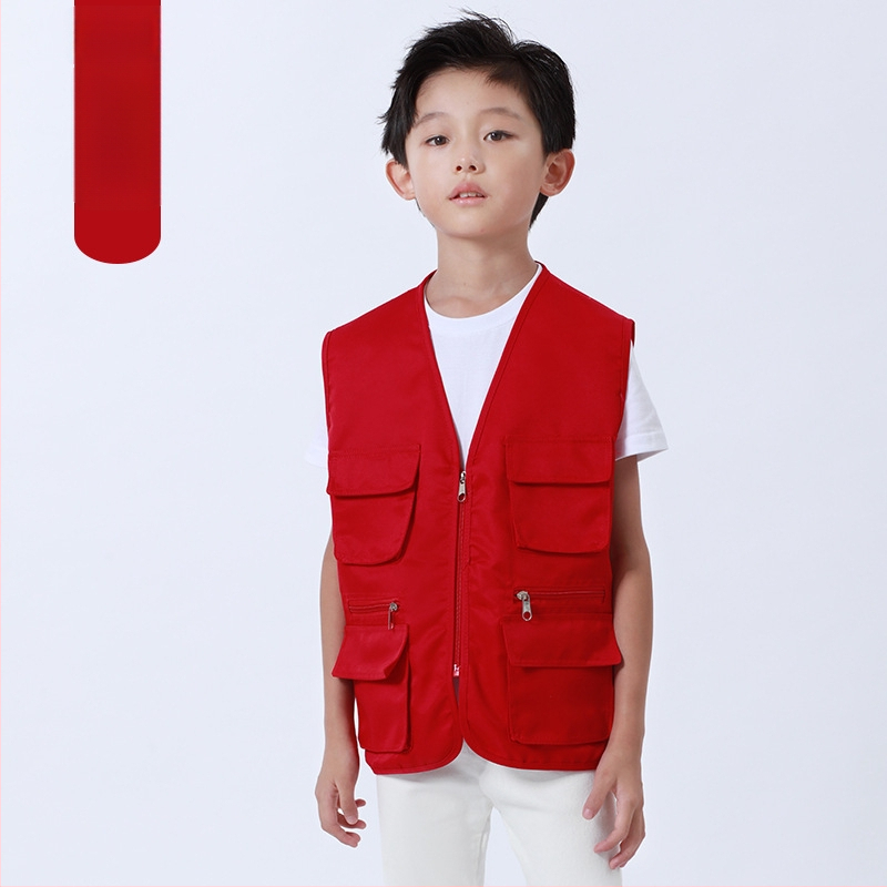 Работен жилет за доброволци с персонализирано лого, джобове с 3D патч, цип отпред, V-образно деколте, полиестер с памучна подплата