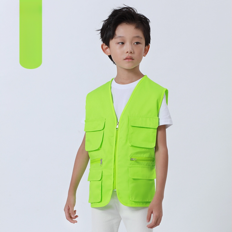 Работен жилет за доброволци с персонализирано лого, джобове с 3D патч, цип отпред, V-образно деколте, полиестер с памучна подплата