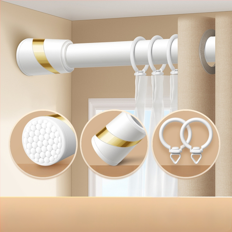 Be gręžimo teleskopinė užuolaidų lazdelė komplektas su dviguba atrama