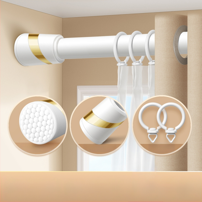 Be gręžimo teleskopinė užuolaidų lazdelė komplektas su dviguba atrama