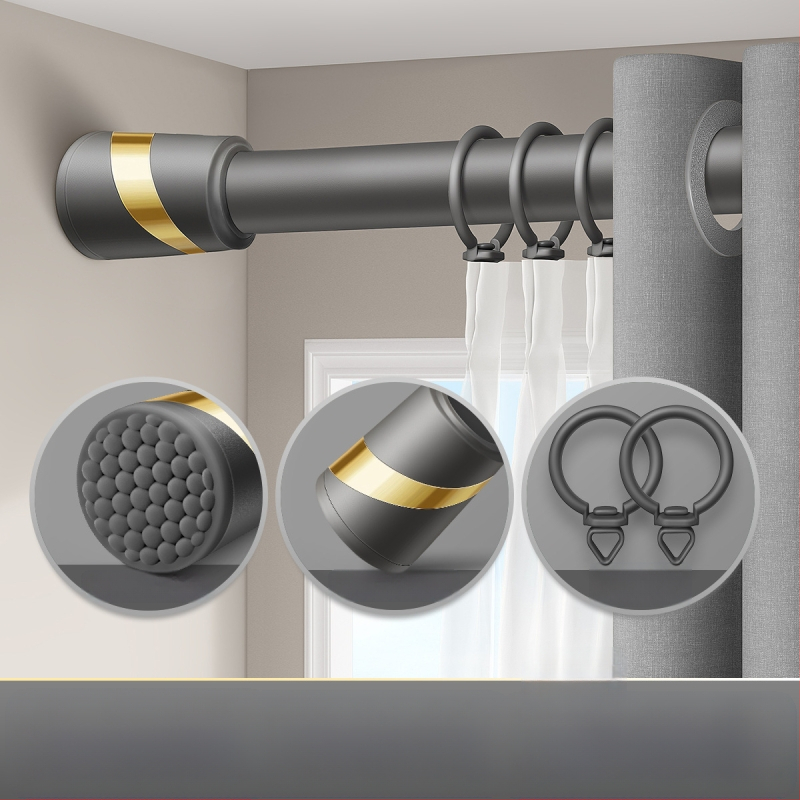 Be gręžimo teleskopinė užuolaidų lazdelė komplektas su dviguba atrama