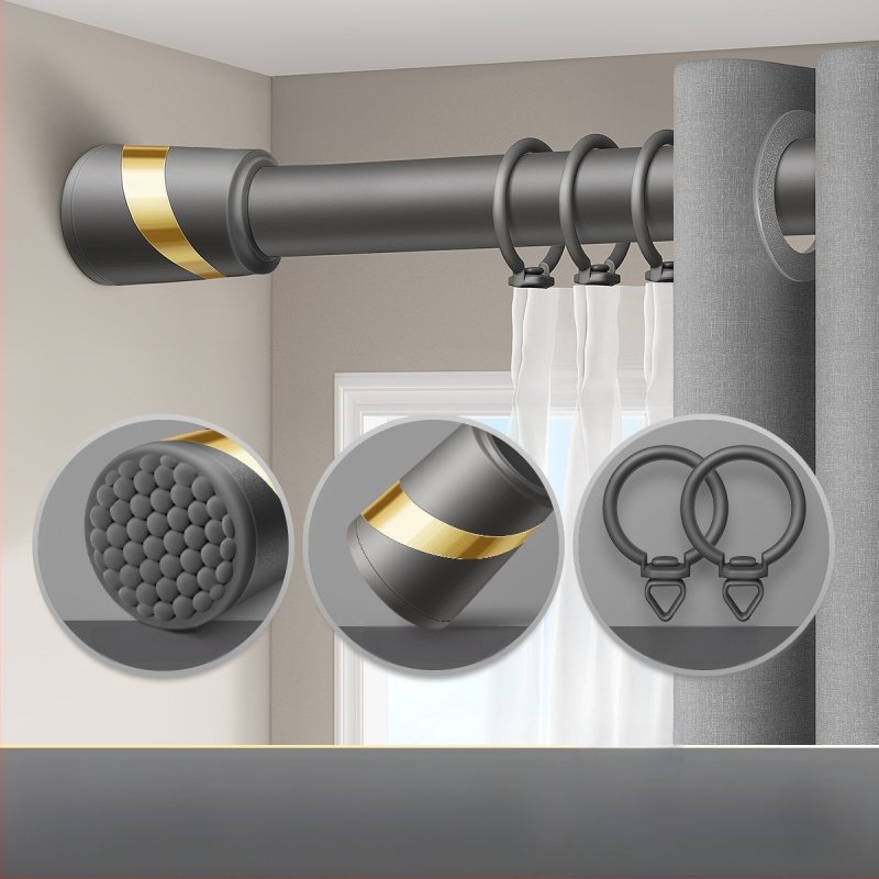 Be gręžimo teleskopinė užuolaidų lazdelė komplektas su dviguba atrama