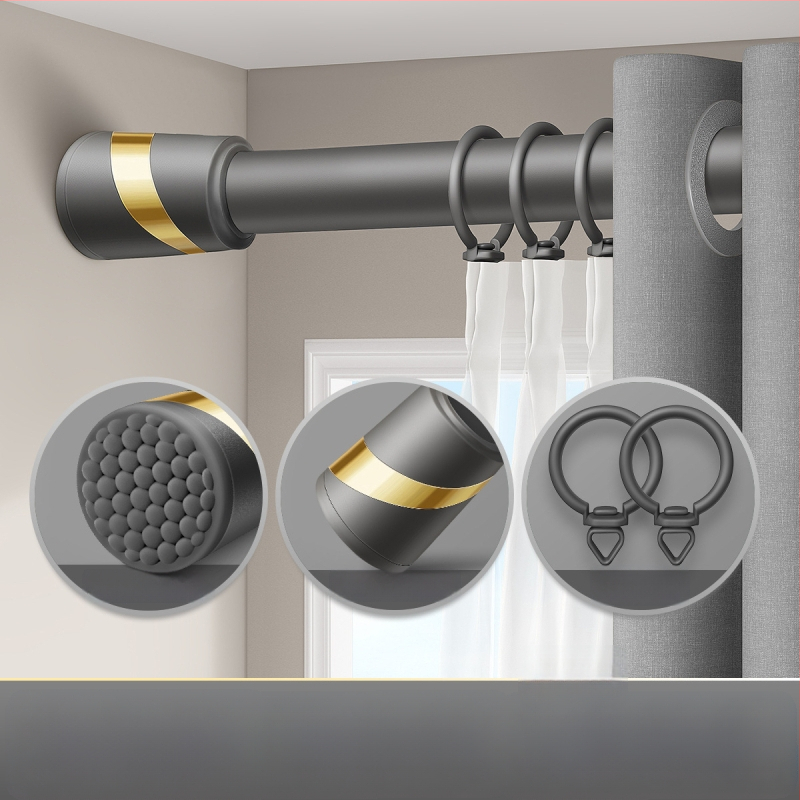 Be gręžimo teleskopinė užuolaidų lazdelė komplektas su dviguba atrama