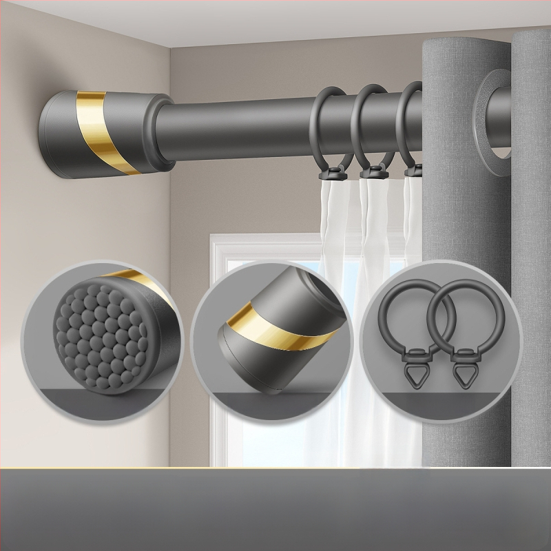 Be gręžimo teleskopinė užuolaidų lazdelė komplektas su dviguba atrama