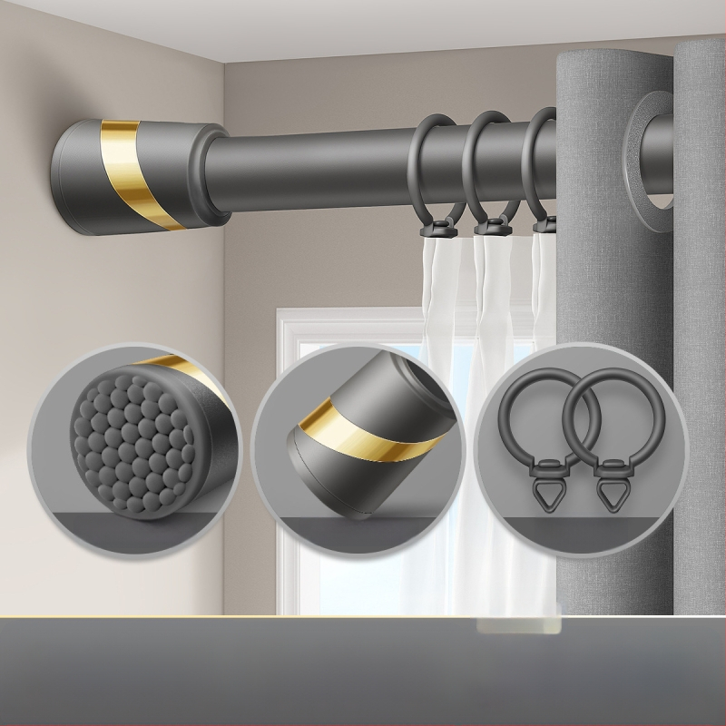 Be gręžimo teleskopinė užuolaidų lazdelė komplektas su dviguba atrama