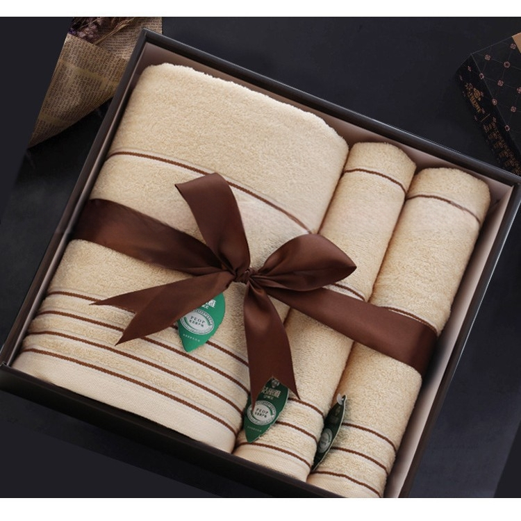 Trys rankšluosčių komplektas su dovanų dėžute, 100% medvilnė, logotipo spausdinimas įmanomas, 320 g