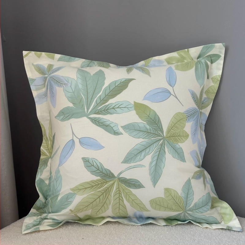 Párnahuzat pamutszövetből, poliészter töltőanyag, pastorális virágmintás, szövött anyag, négyzet alakú