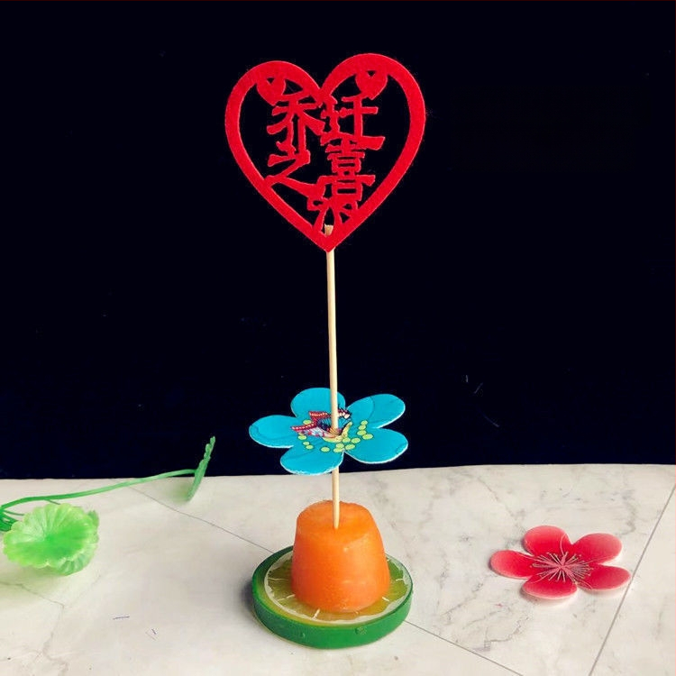 Dekoratīvi bambusa špīzi kāzām un banketam, auduma apdare, PP maisiņa iepakojums, zīmols String Red, Ķīnas Valentīna dienas izdevums