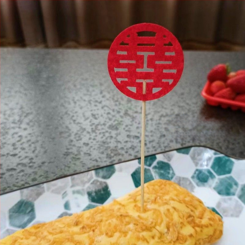 Dekoratīvi bambusa špīzi kāzām un banketam, auduma apdare, PP maisiņa iepakojums, zīmols String Red, Ķīnas Valentīna dienas izdevums