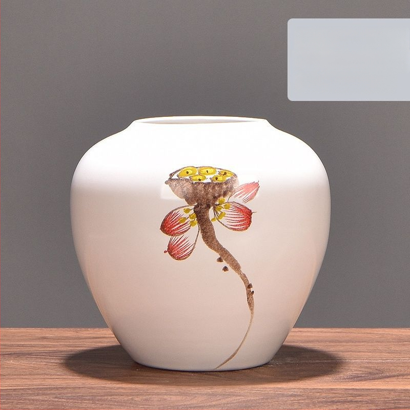 Keramikas vāze ar margrietiņu, glazēta un cepta, piemērota sausu ziedu pušķu izkārtošanai un kāzu dekorācijām