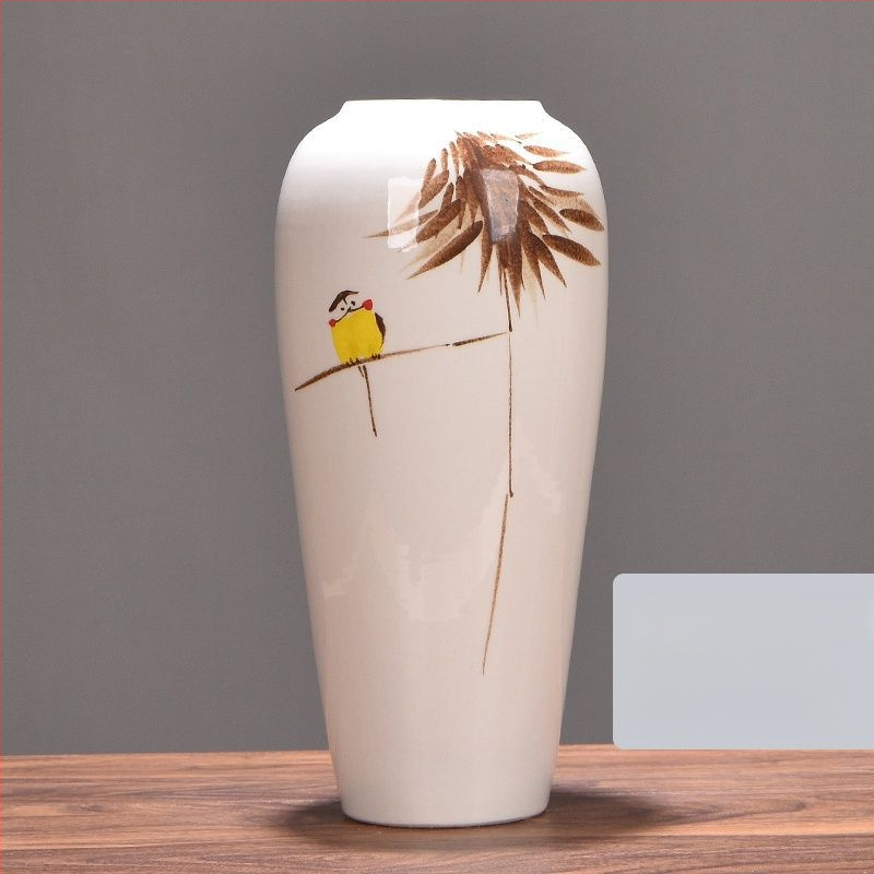 Keramikas vāze ar margrietiņu, glazēta un cepta, piemērota sausu ziedu pušķu izkārtošanai un kāzu dekorācijām