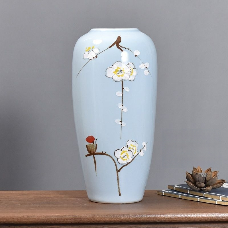 Keramikas vāze ar margrietiņu, glazēta un cepta, piemērota sausu ziedu pušķu izkārtošanai un kāzu dekorācijām