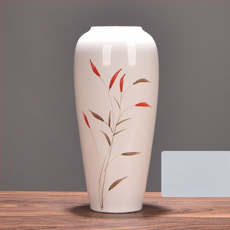 Keramikas vāze ar margrietiņu, glazēta un cepta, piemērota sausu ziedu pušķu izkārtošanai un kāzu dekorācijām