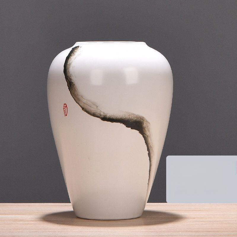 Keramikas vāze ar margrietiņu, glazēta un cepta, piemērota sausu ziedu pušķu izkārtošanai un kāzu dekorācijām