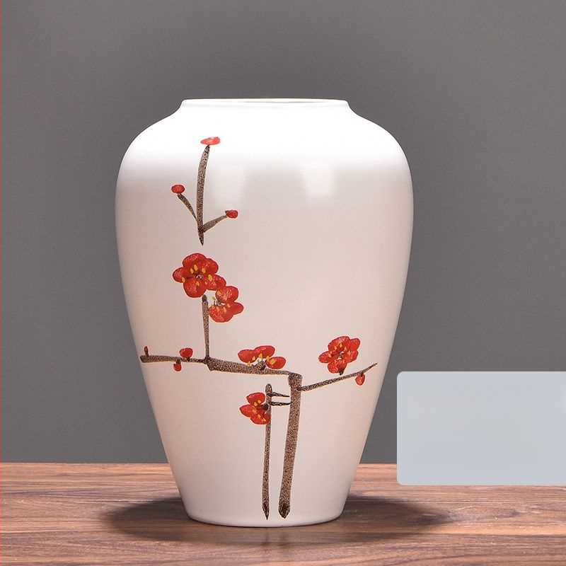 Keramikas vāze ar margrietiņu, glazēta un cepta, piemērota sausu ziedu pušķu izkārtošanai un kāzu dekorācijām