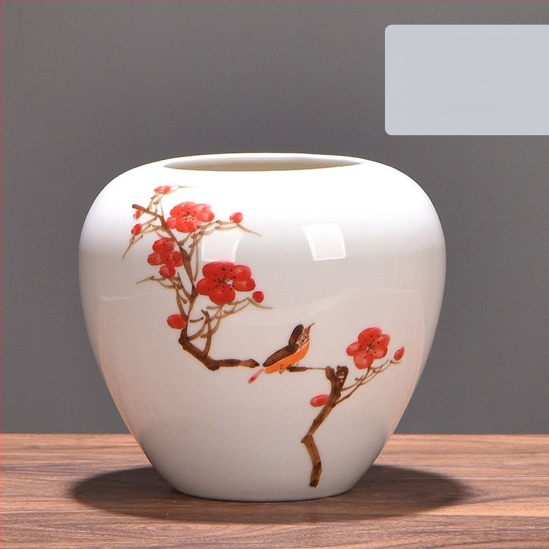 Keramikas vāze ar margrietiņu, glazēta un cepta, piemērota sausu ziedu pušķu izkārtošanai un kāzu dekorācijām