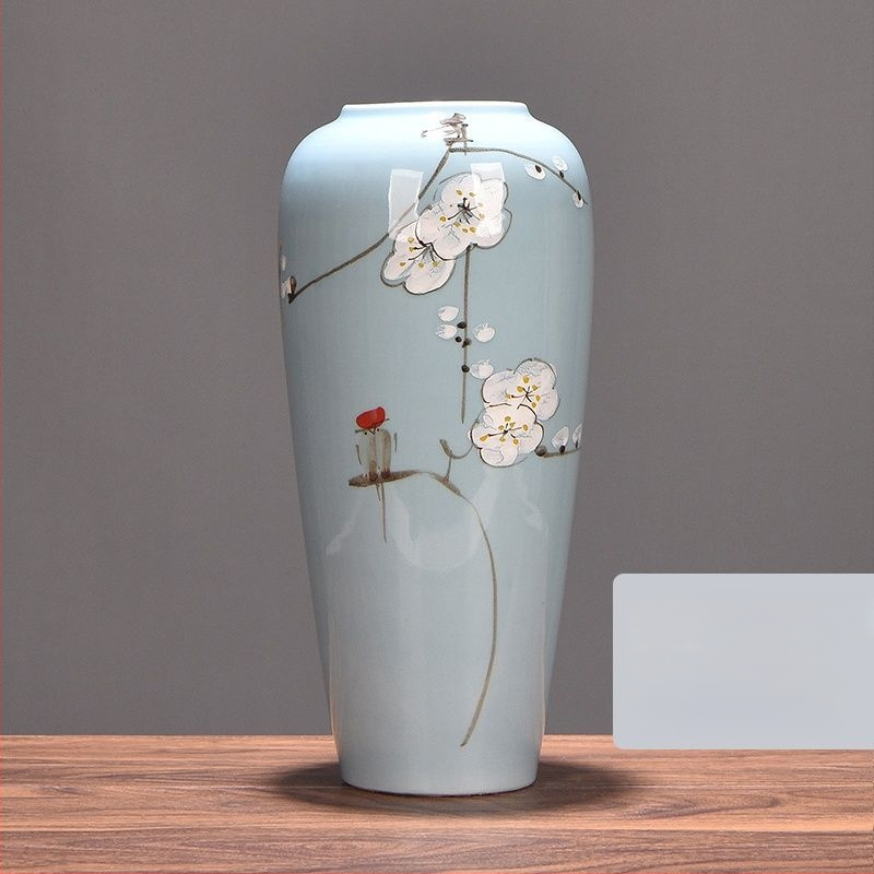 Keramikas vāze ar margrietiņu, glazēta un cepta, piemērota sausu ziedu pušķu izkārtošanai un kāzu dekorācijām