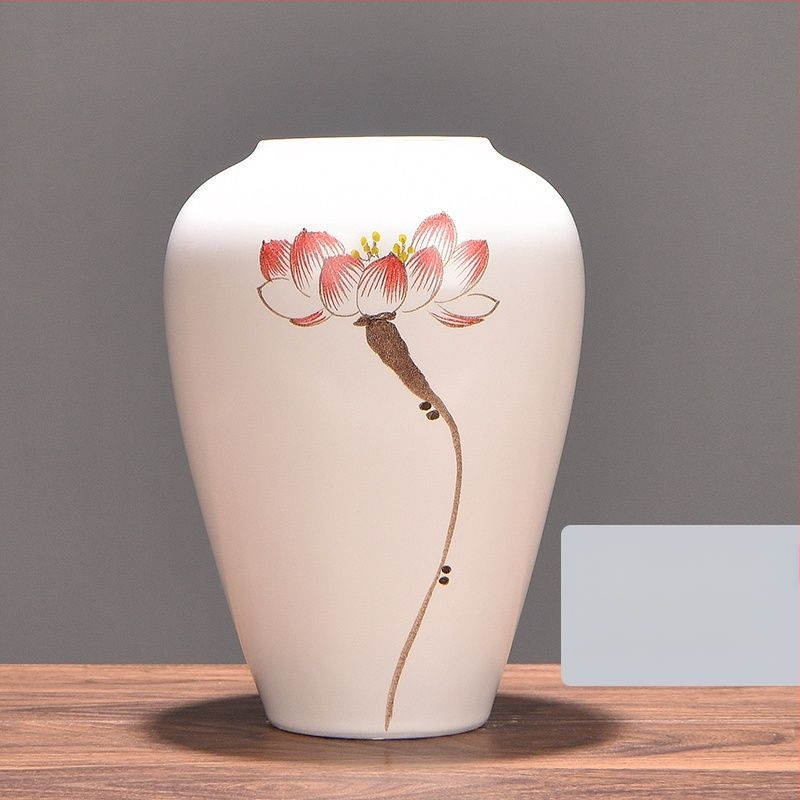 Keramikas vāze ar margrietiņu, glazēta un cepta, piemērota sausu ziedu pušķu izkārtošanai un kāzu dekorācijām