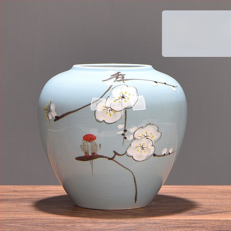 Keramikas vāze ar margrietiņu, glazēta un cepta, piemērota sausu ziedu pušķu izkārtošanai un kāzu dekorācijām