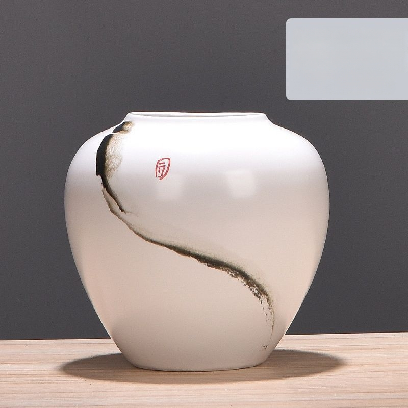 Keramikas vāze ar margrietiņu, glazēta un cepta, piemērota sausu ziedu pušķu izkārtošanai un kāzu dekorācijām