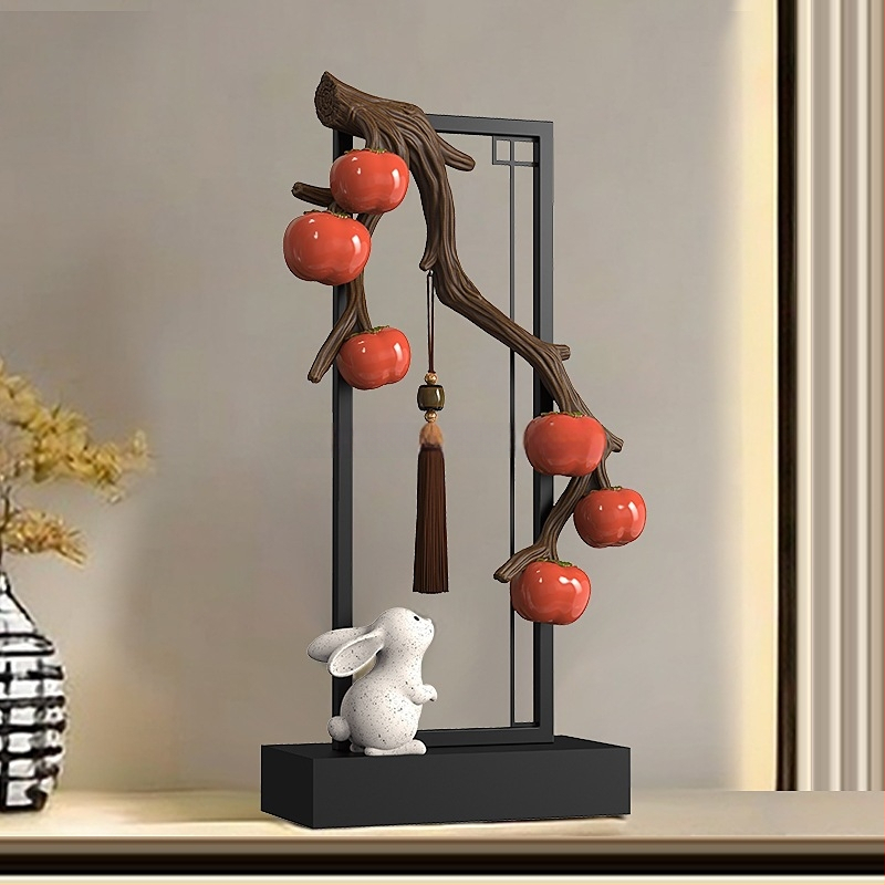 Nappaliba szóló dekoratív szobor TV-szekrényhez - gyanta, új kínai stílus, polírozott felület, születésnapi ajándék