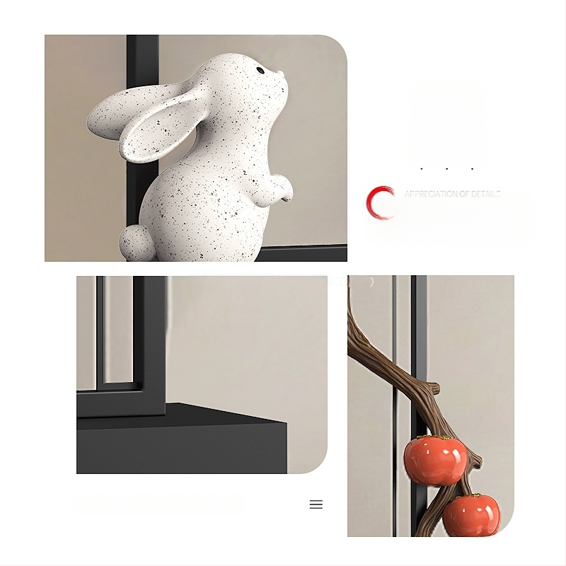 Nappaliba szóló dekoratív szobor TV-szekrényhez - gyanta, új kínai stílus, polírozott felület, születésnapi ajándék