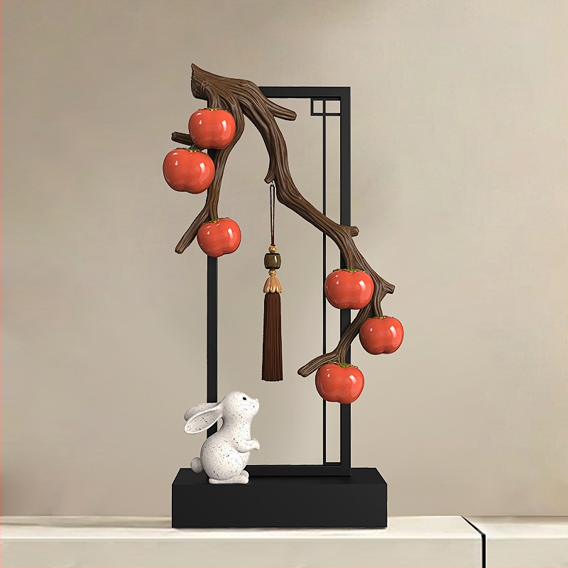 Nappaliba szóló dekoratív szobor TV-szekrényhez - gyanta, új kínai stílus, polírozott felület, születésnapi ajándék