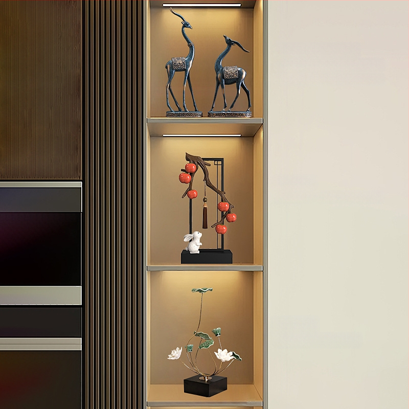 Nappaliba szóló dekoratív szobor TV-szekrényhez - gyanta, új kínai stílus, polírozott felület, születésnapi ajándék