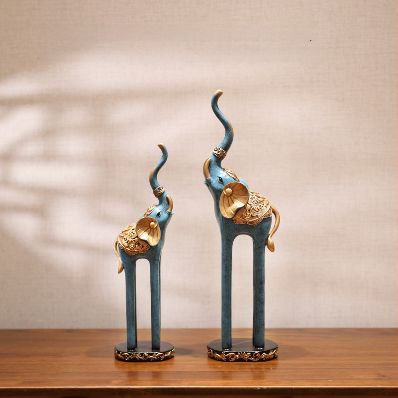 Nappaliba szóló dekoratív szobor TV-szekrényhez - gyanta, új kínai stílus, polírozott felület, születésnapi ajándék