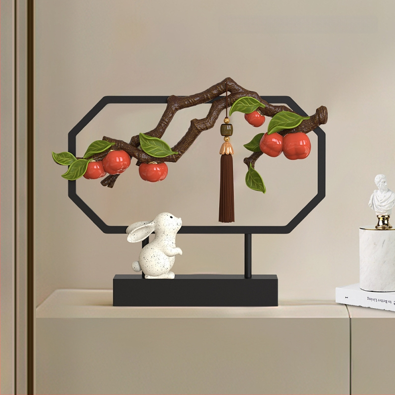 Nappaliba szóló dekoratív szobor TV-szekrényhez - gyanta, új kínai stílus, polírozott felület, születésnapi ajándék