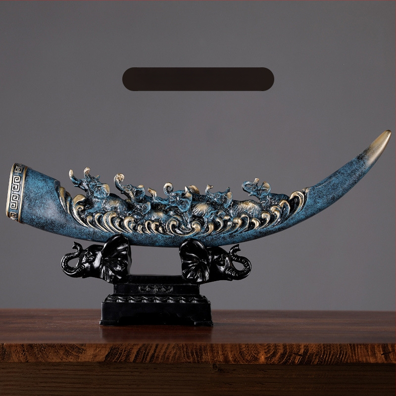 Nappaliba szóló dekoratív szobor TV-szekrényhez - gyanta, új kínai stílus, polírozott felület, születésnapi ajándék