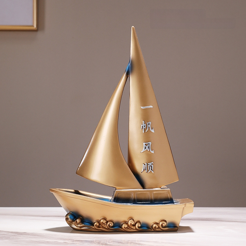 Nappaliba szóló dekoratív szobor TV-szekrényhez - gyanta, új kínai stílus, polírozott felület, születésnapi ajándék