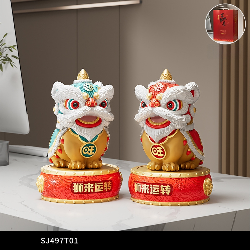 Új kínai stílusú dísz rezin oroszlán-tánc – irodába és nappaliba való – ajándék üzleti, konferencia vagy promóciós felhasználásra