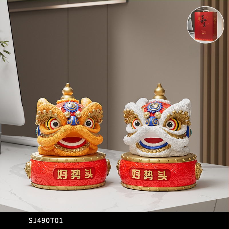 Új kínai stílusú dísz rezin oroszlán-tánc – irodába és nappaliba való – ajándék üzleti, konferencia vagy promóciós felhasználásra