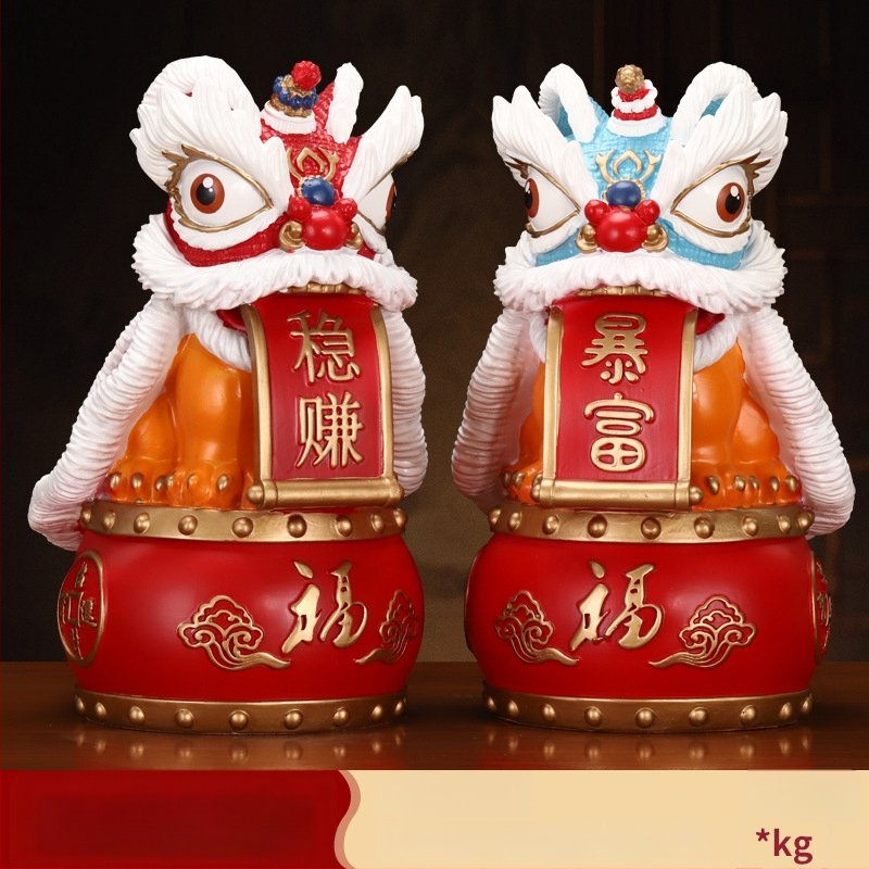 Új kínai stílusú dísz rezin oroszlán-tánc – irodába és nappaliba való – ajándék üzleti, konferencia vagy promóciós felhasználásra