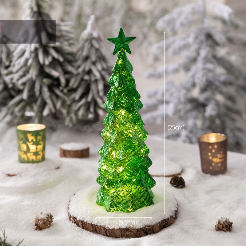 Jackie стъклена коледна елха — настолна осветена украса в европейски стил (Материал: стъкло; Марка: Jackie; Използване: настолна украса; Категория: коледна елха; IP: Не)