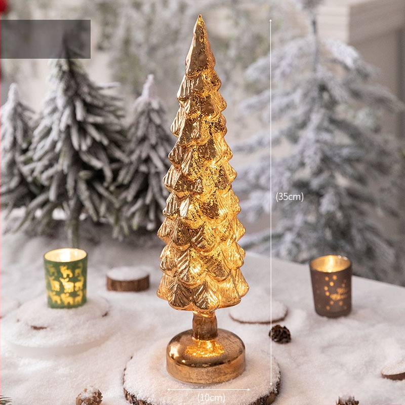 Jackie стъклена коледна елха — настолна осветена украса в европейски стил (Материал: стъкло; Марка: Jackie; Използване: настолна украса; Категория: коледна елха; IP: Не)