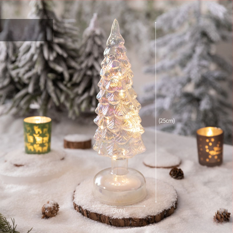 Jackie стъклена коледна елха — настолна осветена украса в европейски стил (Материал: стъкло; Марка: Jackie; Използване: настолна украса; Категория: коледна елха; IP: Не)